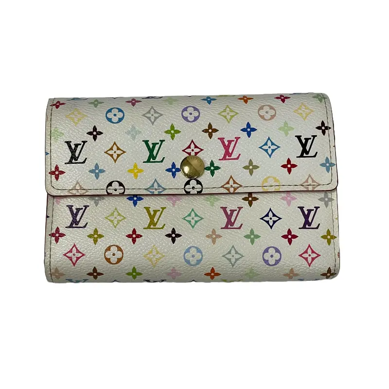 Pre-owned Louis Vuitton Canvas small leather goods Alexandra Wallet Murakami Multicolor White