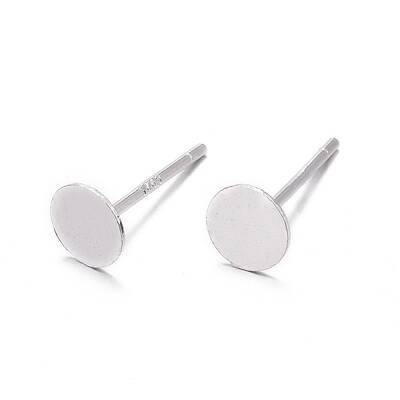 925 Sterling Silver Flat Pad  Stud Earring Findings