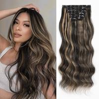 Vigorous Clip in Hair Extensions Long Wavy Synthetic Hairpieces,Natural & Soft Hair & Blends Well Hair Extensions,Easy to Wea...