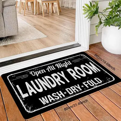 Letter Print Non-slip Floor Mat, 1 Count Washable Water Adsorption Carpet, Decorative Rug for Laundry Room, Entrance, Living ...