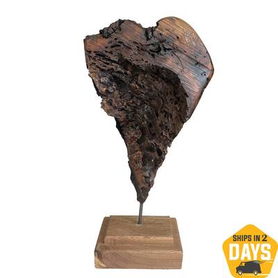 Abstract Wood Sculpture Art Textured Wood Statue Hand Carved Art Modern Table Desktop Art Original Decor | FIERY HEART 21.6&q...