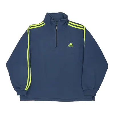 Adidas 1/4 Zip - XL Blue Cotton Blend
