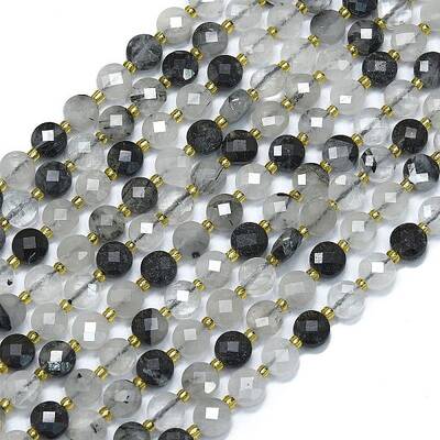 Natural Tourmalinated Quartz Beads Strands