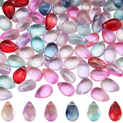 150Pcs 6 Colors Transparent Glass Beads