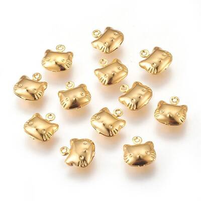 304 Stainless Steel Kitten Charms