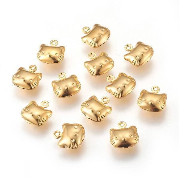 304 Stainless Steel Kitten Charms
