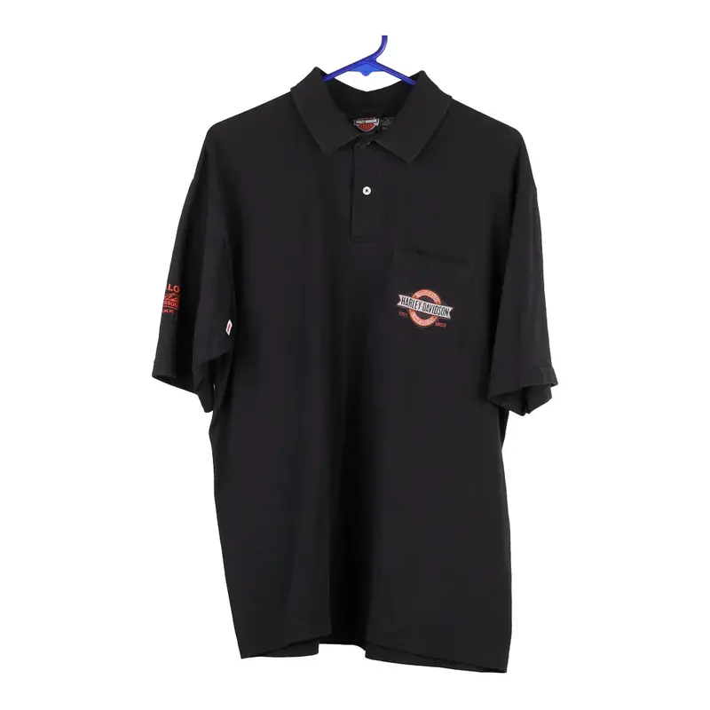 Harley Davidson Polo Shirt - Large Black Cotton