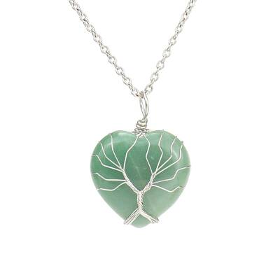 Natural Green Aventurine Heart Pendant Necklaces