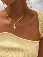 Women's Elegant Cross Pendant Necklace, Stainless Steel Jewelry for Party, Daily Clothing Decor, Trendy All-match & Exquisite...