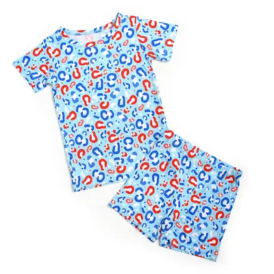 Kinsley Leopard TWO PIECE - SHORTS toddler girl clothes 4th of July animal print gigi and max