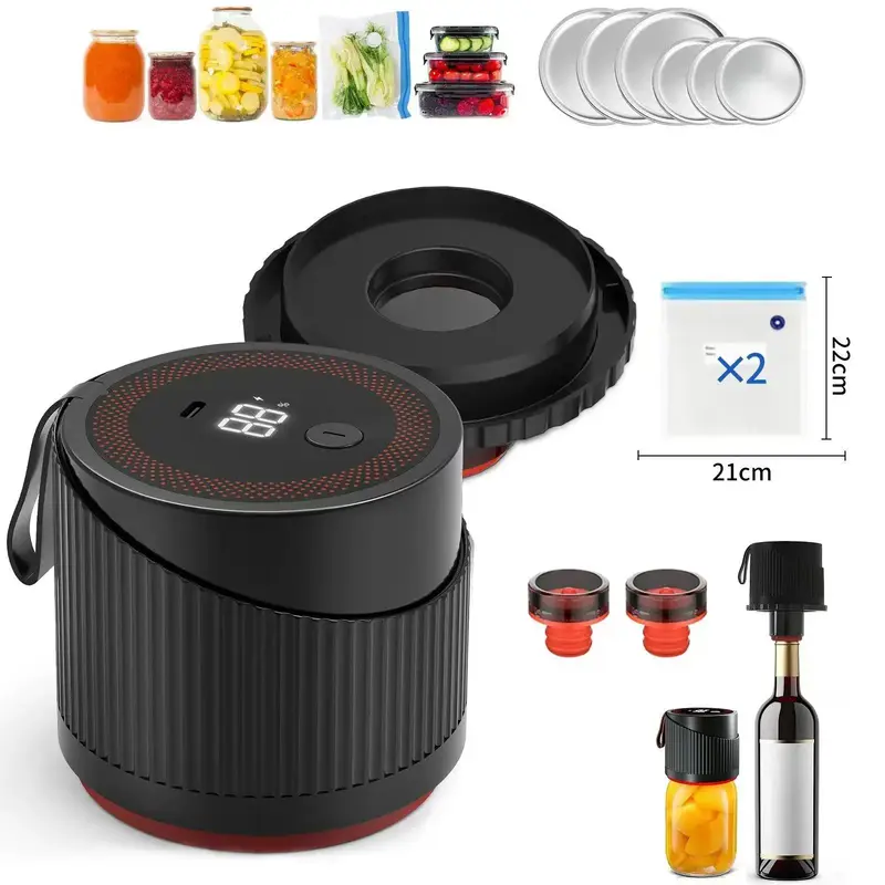 2025 Latest Portable Electric Mason Jar Vacuum Sealer Kit for Food Storage,Firm and Non-Slip Seal,One-Button Start and Easy O...