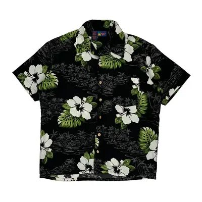 Roundy Bay Hawaiian Shirt - Large Black Polyester