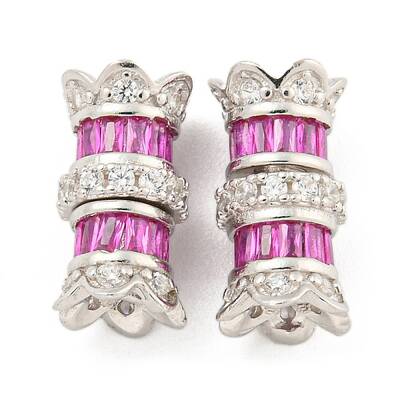 925 Sterling Silver Micro Pave Cubic Zirconia Screw Clasps