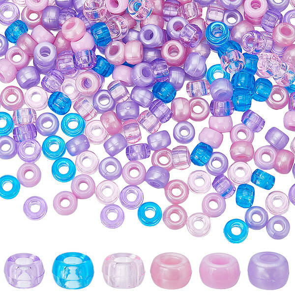 600Pcs 6 Colors Opaque & Transparent Plastic Beads