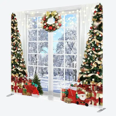 Aperturee Snowy Forest Xmas Tree Window Pillow Case Backdrop - Aperturee