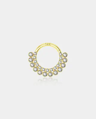 14K Gold CZ Clicker Segment Septum Hoop - 10mm