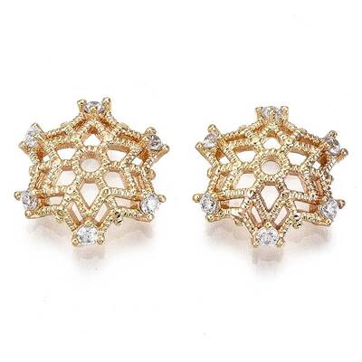 Brass Micro Pave Clear Cubic Zirconia Beads