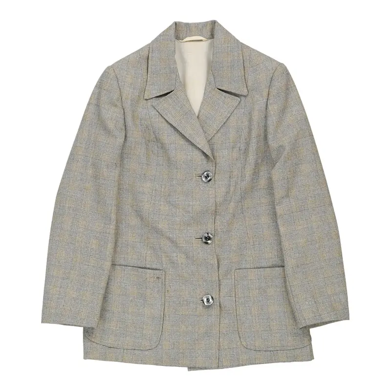 Unbranded Checked Blazer - Small Grey Wool Blend