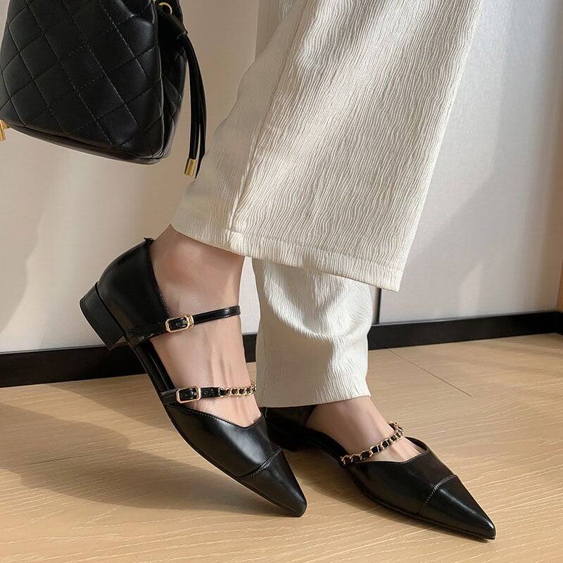 CHIKO Janae Pointy Toe Block Heels Mary Jane Shoes