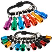 19 Counts 1/4 Inch Hex Shank Screwdriver Bit Holder Aluminum Alloy Bit Holder Keychain with Carabiner Bit Holder Extension Ba...