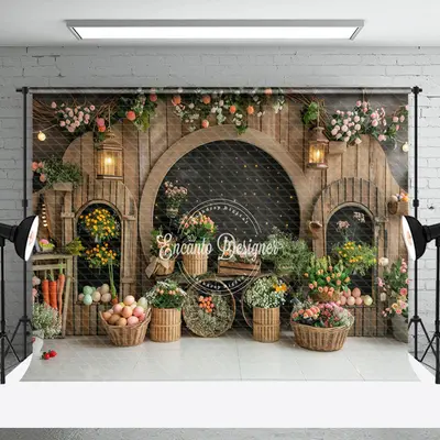 Acrh-Door Floral Retro Wooden Backdrop For Easter - Aperturee