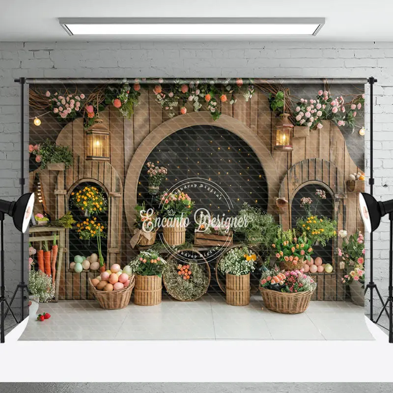 Acrh-Door Floral Retro Wooden Backdrop For Easter - Aperturee