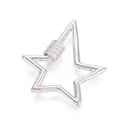 Brass Micro Pave Clear Cubic Zirconia Screw Carabiner Lock Charms