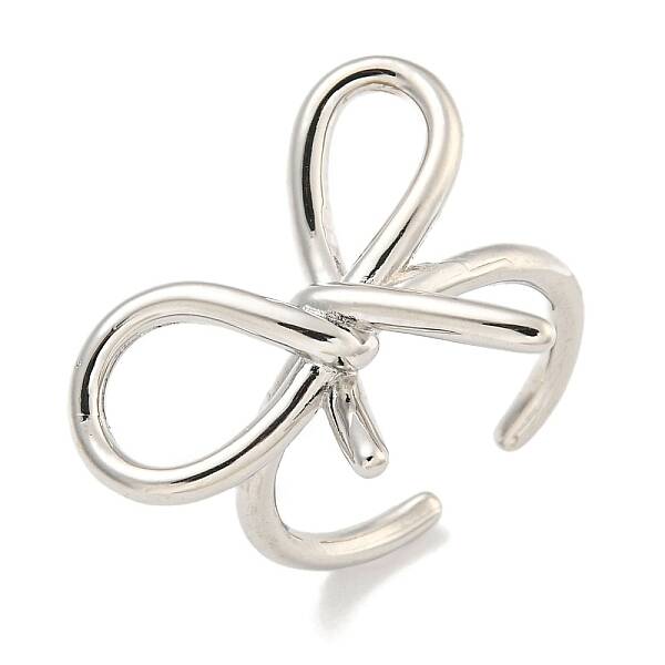 Rack Plating Brass Bowknot Open Cuff Rings for Women