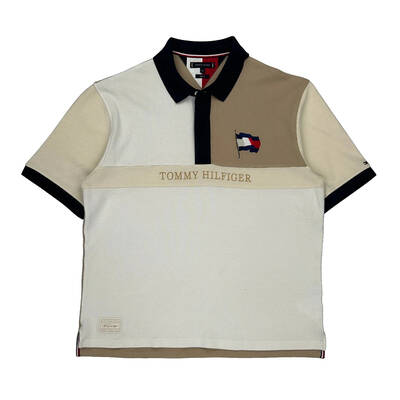 Tommy Hilfiger Polo Shirt - 2XL Beige Cotton