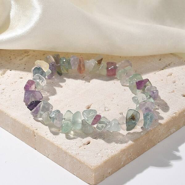 Chips Natural Fluorite Beaded Stretch Bracelets