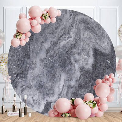 Aperturee Light Black And Grey Abstract Round Birthday Backdrop