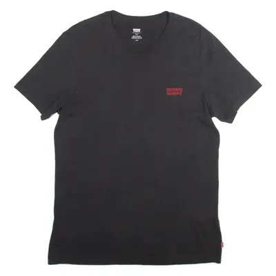LEVI'S Slim Mens T-Shirt Black Crew Neck L