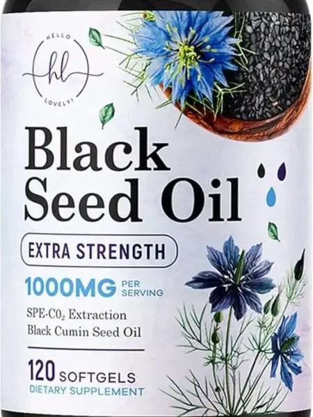 Black Seed Oil Capsules 1000mg with Thymoquinone - Pure Nigella Sativa for Skin Health & Immune Support, 100% Blackseed Oil, ...