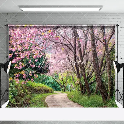 Nature Plant Pink Floral Trees Spring Photo Backdrop - Aperturee