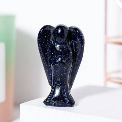 Synthetic Blue Goldstone Angel Figurine Display Decorations