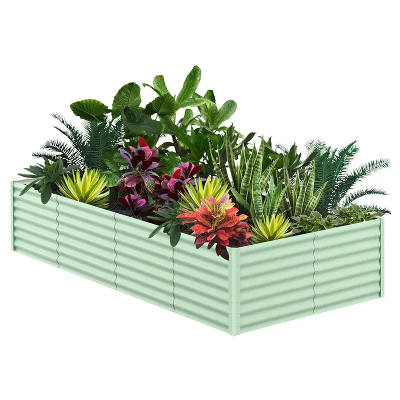 Garvee 8' X 4' X 2' Galvanized Raised Garden Bed, Outdoor Rectangular Metal Planter for Vegetables, Flowers & Herbs, Green