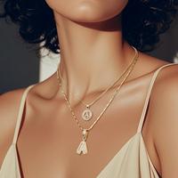 2 Pack Initial Letter Pendant Necklaces for Women, 14K Gold Plated Alphabet Necklace, Elegant Jewelry for Mother's Day
