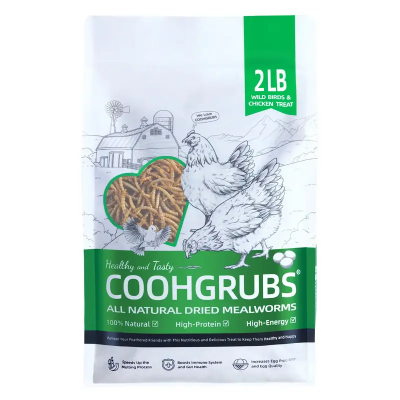 COOHGRUBS Dried Mealworms for Chickens - 100% Natural Premium Protein, Original Meal Worms Larvae for Laying Hen, Tasty Treat...