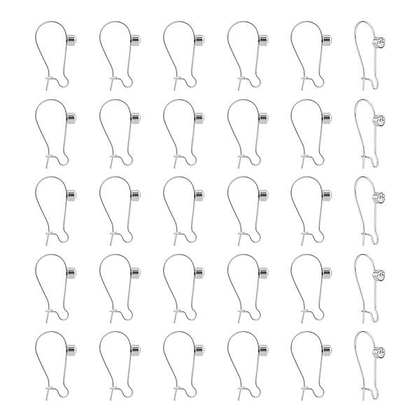 30Pcs 304 Stainless Steel Hoop Earrings Findings