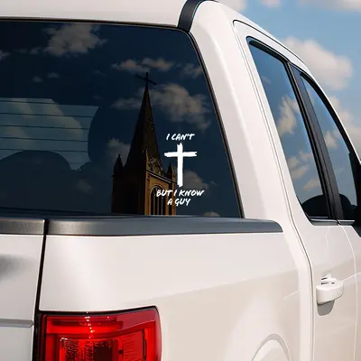 I Can't But I Know A Guy  - Christian Car Decal Sticker - Premium Vinyl - 6x4 Inches - Vehicle Exterior Decoration - Made...