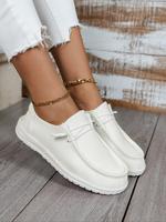 Women's Shoes, Fall Minimalist Casual Plain Round Toe Slip-on Shoes, Flat Sneakers, Casual Comfortable Versatile Walking Sho...