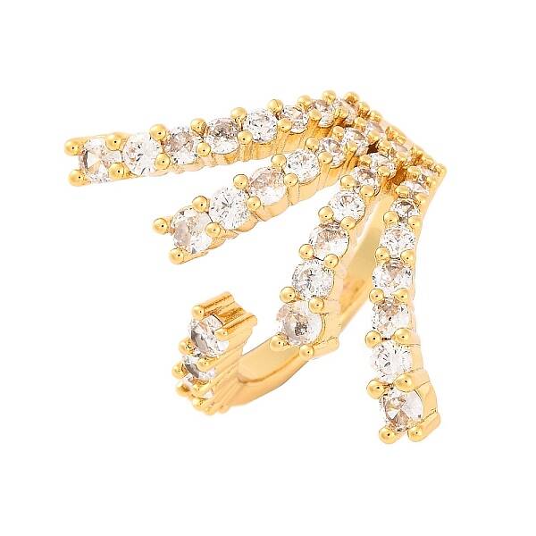 Brass Micro Pave Clear Cubic Zirconia Open Cuff Rings