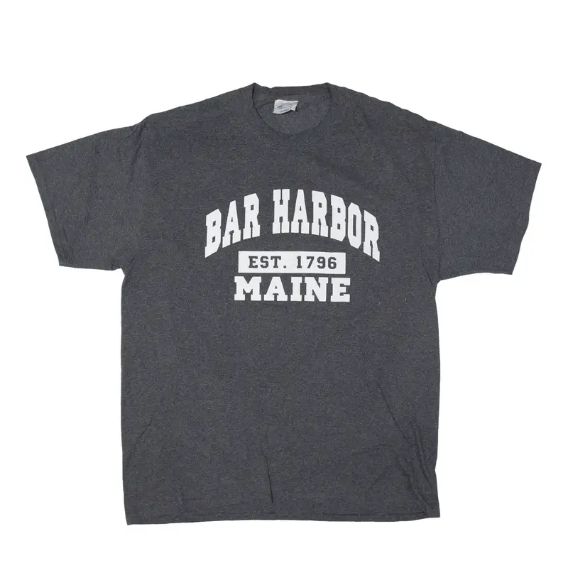 PORT & COMPANY Bar Harbor Maine USA T-Shirt Grey Short Sleeve Mens L