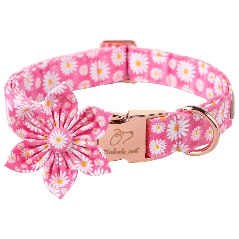 Adjustable Pink Dog Collar with Safety Buckle for Small to Large Dogs Pet Supplies Cute