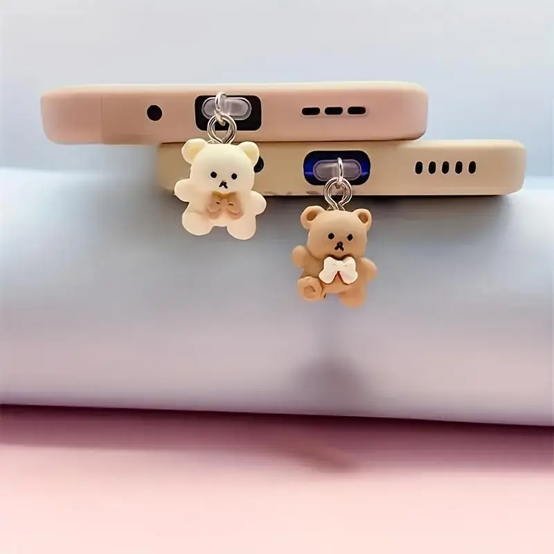 Cute Bear Design Phone Charging Port Dust Plug, 1 Count Anti Dust Plug for Phone, Unique Mobile Phone Accessories for Women &...