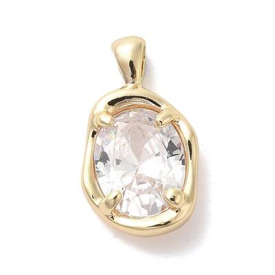 Golden Brass Micro Pave Cubic Zirconia Pendants