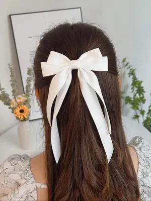 Women's Elegant Trendy Bowknot Decorated Hair Clip, Simple Style Plain Color Hair Clip, Fashionable Hair Accessories for Dail...