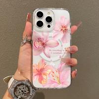 Magnetic Soft Case for iPhone11/12/13/14/15/16/promax, Floral design with pearls MagSafe Compatible,Aesthetic Pattern Design ...