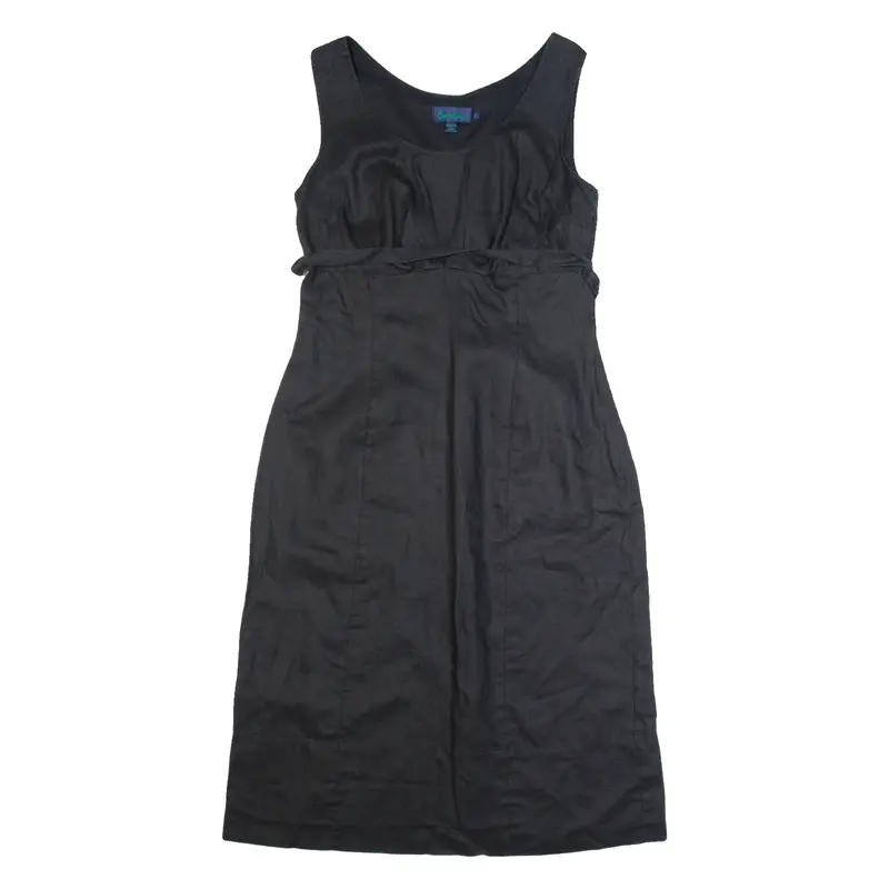 BODEN Womens Fit & Flare Dress Black Linen Sleeveless Knee Length UK 10