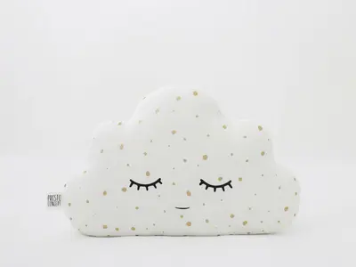 White with Golden Dots Small Cloud Pillow